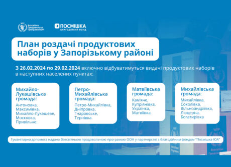 Розклад роздачі продуктових наборів від Всесвітньої продовольчої програми ООН
